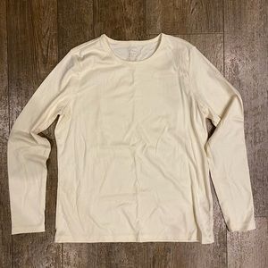 LL Bean Supima Cotton Long Sleeve Cream Shirt Size Medium